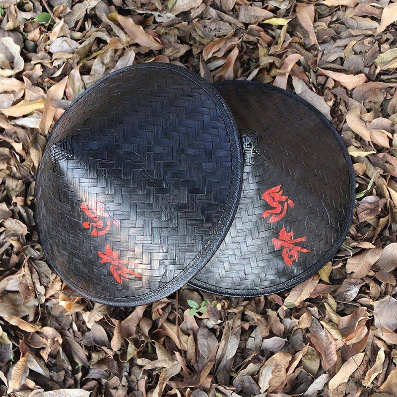 竹编斗笠帽侠客帽子蓑衣帽影视拍摄道具复古黑色竹帽帽竹子帽