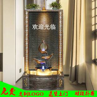 墙欧式 饰酒店落地摆件公司XUE大型景屏风 双面观流幕水家居客厅装