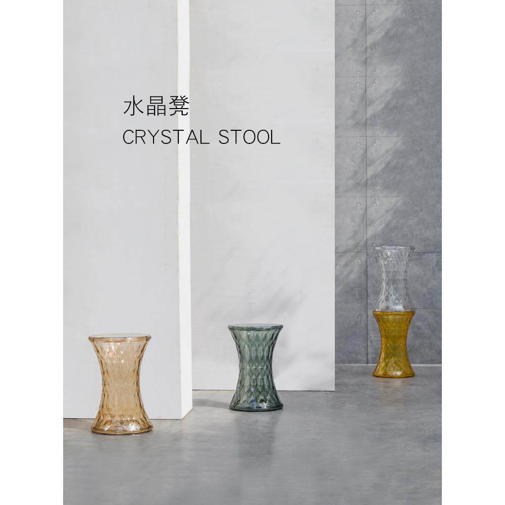 水晶凳北欧简约彩色钻石透明凳子浴室家用换鞋凳创意矮凳沙发边几