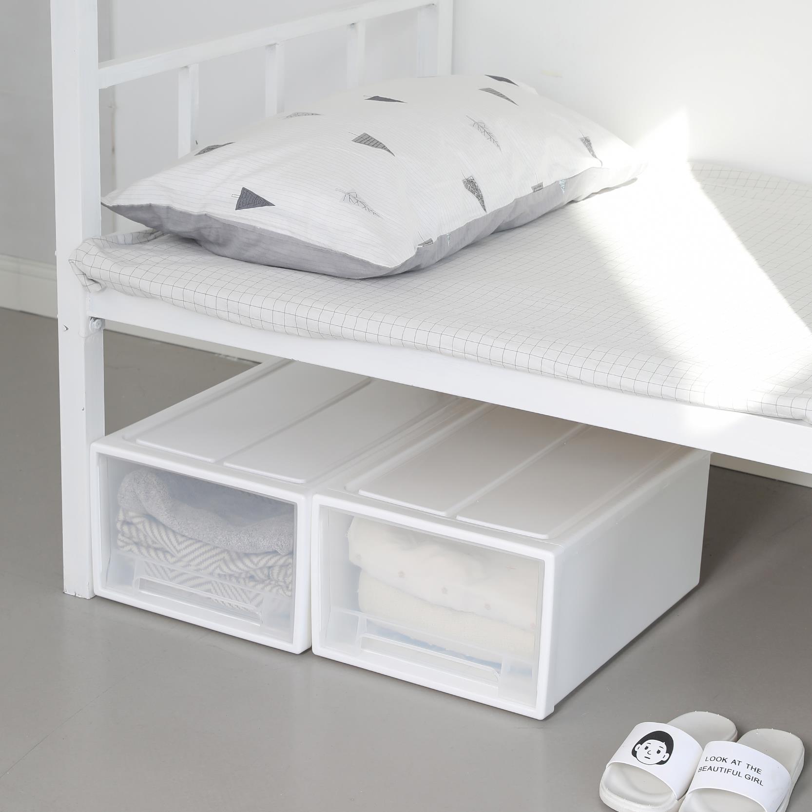 TUF4宿舍抽屉式收纳箱 加厚塑料寝室衣柜收纳盒 透明内衣衣服整理