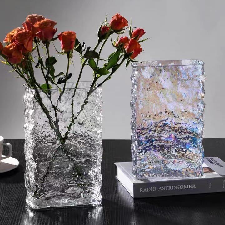 芬兰冰川花瓶北欧简约透明玻璃鲜花水养装饰花器鲜花餐桌插花摆件
