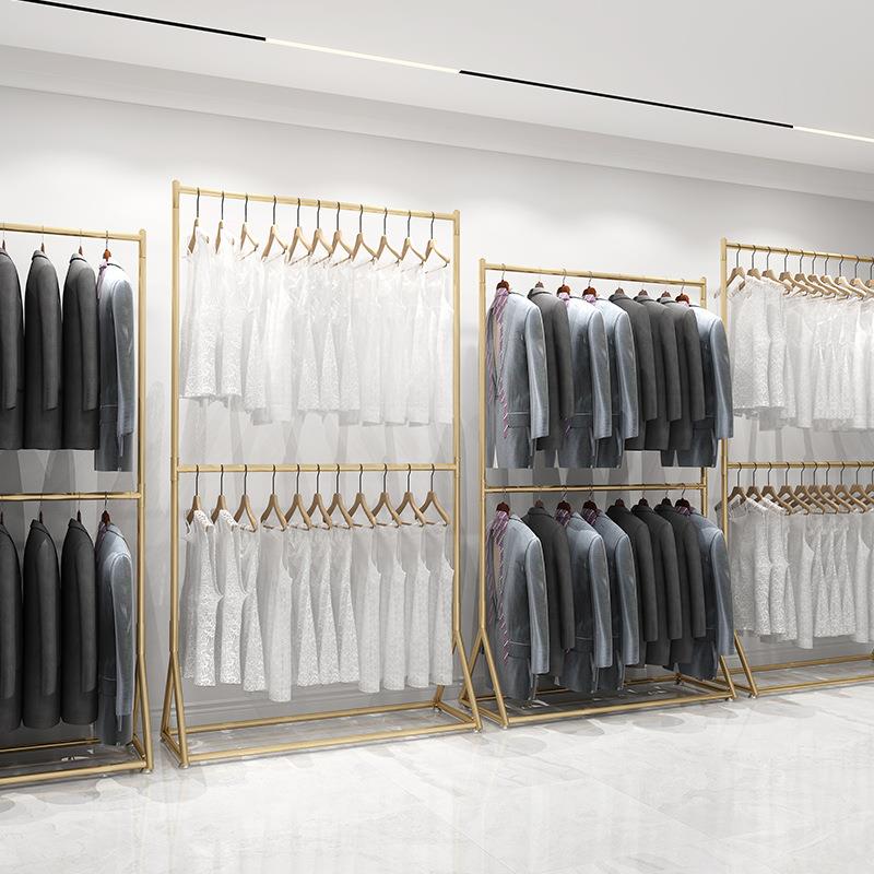 双层挂衣架西服旗袍落地摄影楼服装架子童装货架服装店展示架