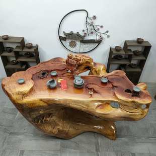 根雕茶台树根茶桌整体树楠树根海茶桌头金丝茶原木香樟鸡新疆包邮