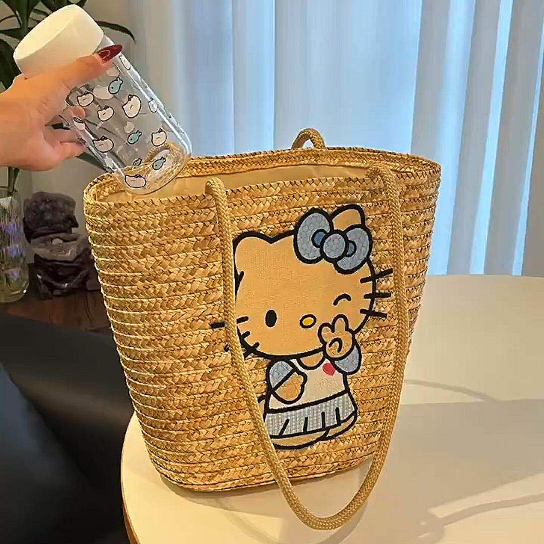 已经开始期待夏天啦!大容量草编包旅行度假编织包水桶包藤编包