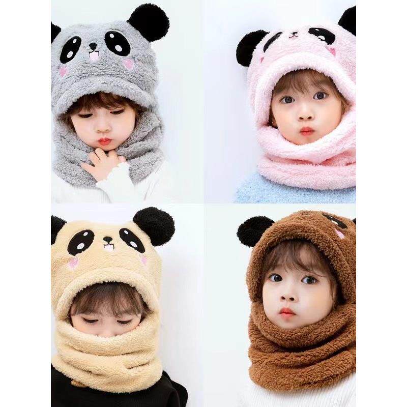 儿童秋冬帽子男孩女孩围巾一体冬季2024新款男童保暖防风护脖冬天