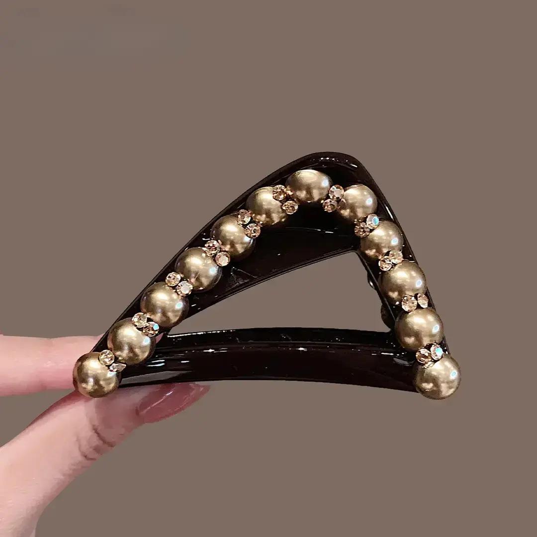【氛围感】精致工艺珍珠璀璨立体高端抓夹气质发抓鲨鱼夹半扎发夹