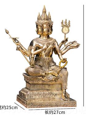 高档丽异泰国特工艺品泰式纯色铜摆件四面佛东南亚装风格饰品佛堂