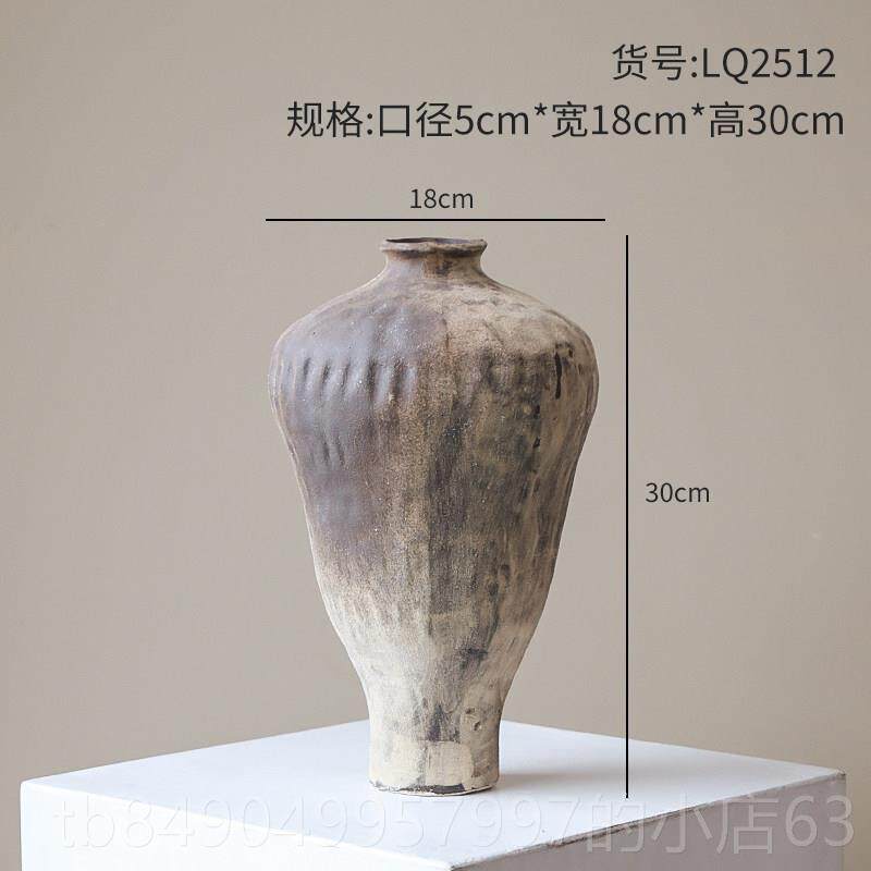 高档侘景寂风花瓶陶瓷摆饰覆古艺计插花陶罐德镇瓷器术设感小众粗