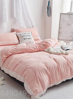 高档is少女心天蓝色n简约棉四件套全单水洗床棉双人纯棉床上用品