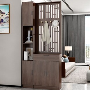 客厅屏风隔断挂衣架客厅简约现代进门入户门厅玄关柜实木新中式