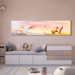 CTH 饰画儿童房卡通温馨床头挂画房间梦幻鲸落壁画 9007简约卧室装