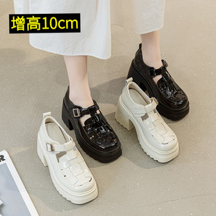 夏天小皮鞋女厚底透气2025新款夏季小个子显高鞋子设计感女小众