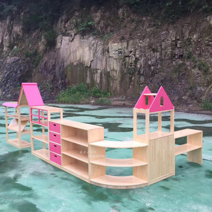 幼儿园多功能玩具柜区角柜实木儿童收纳柜木制储物架组合柜区域柜