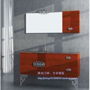 欧式 橡木浴室柜组合洗脸盆柜洗手盆柜卫浴柜台盆柜立柜TX572 美式