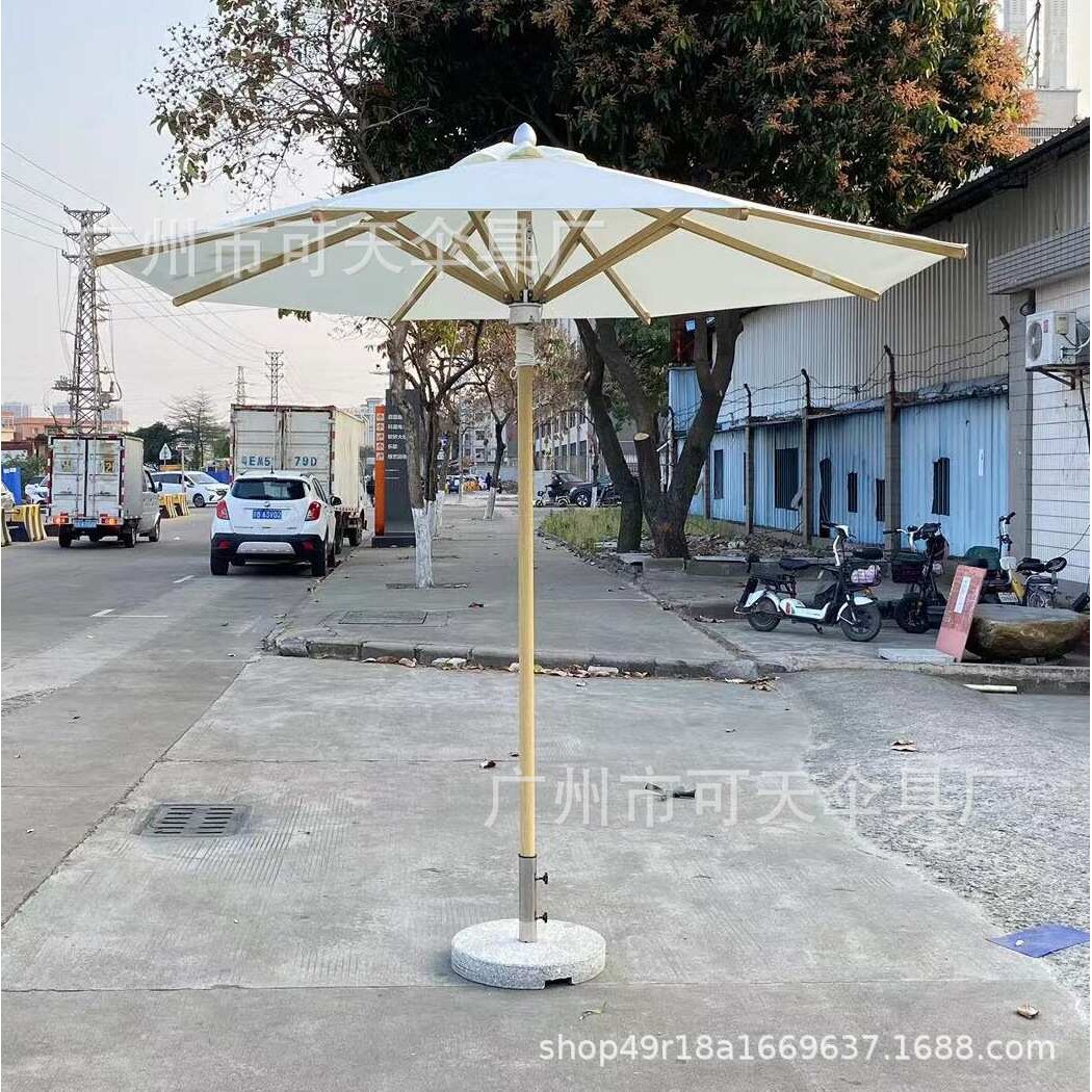 48mm铝合金仿木纹户外中柱伞太阳伞豪华大号沙滩遮阳庭院伞印logo