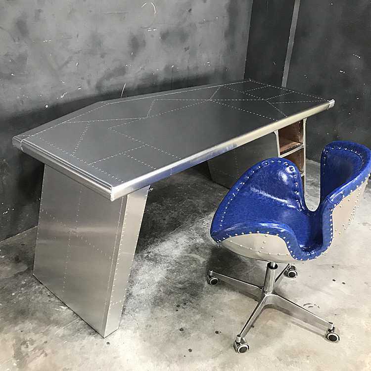 美式工业风格家具创意LOFT航空铝皮书台办公桌书桌电脑桌工位