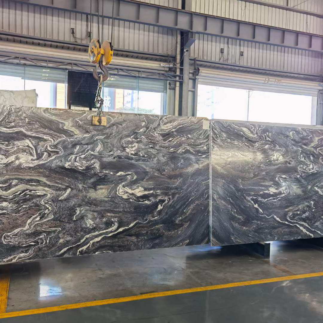 家用大理石踏步板紫山水欧式岛台天然石材面板客厅地板墙身大理石