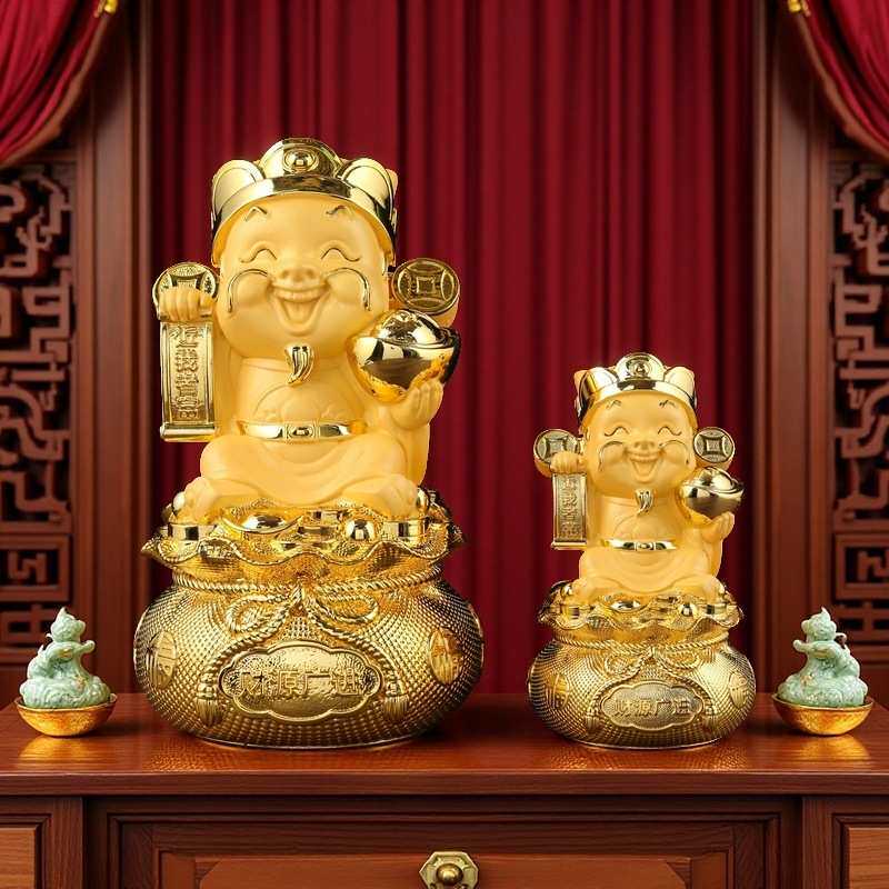 财源广进财神存钱罐摆件公司办公室前台店铺收银台装饰品开业礼物