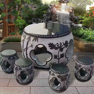 仿古做旧石桌石凳天然青石镂空中式石桌家用庭院花园茶台象棋桌椅