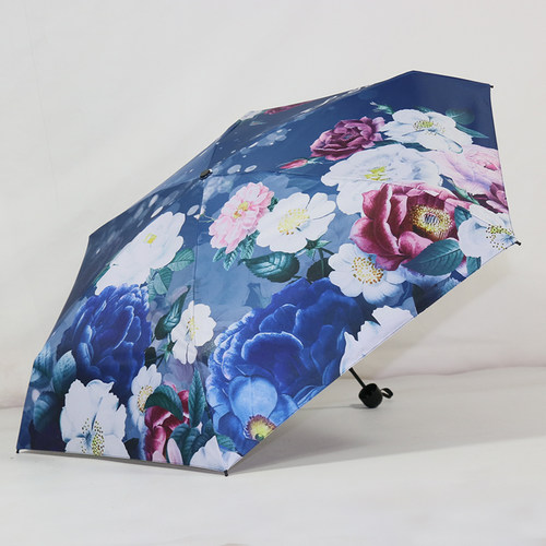 五折叠伞口袋伞不透光宫廷复古风遮阳伞晴雨伞防紫外线轻巧迷你黑