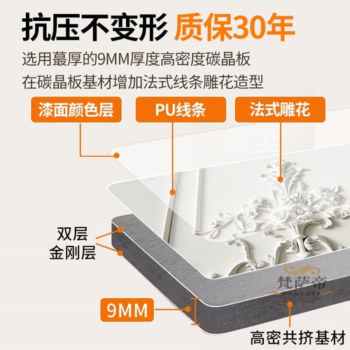 法式pu线条碳晶板护墙板背景墙集成墙板竹木纤维饰面板装饰板墙板
