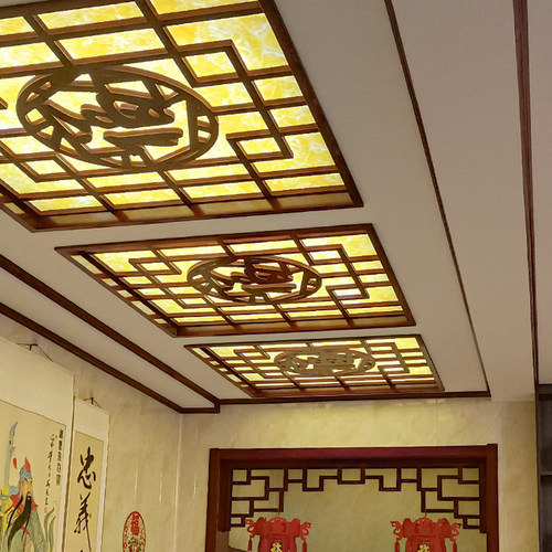 镂空花格吊顶雕花板中式过道客厅玄关天花走廊pvc通花板屏风隔断