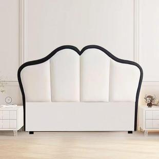 法式复古花板瓣单个靠背约主床8卧双简人床头单买科技布艺软包靠