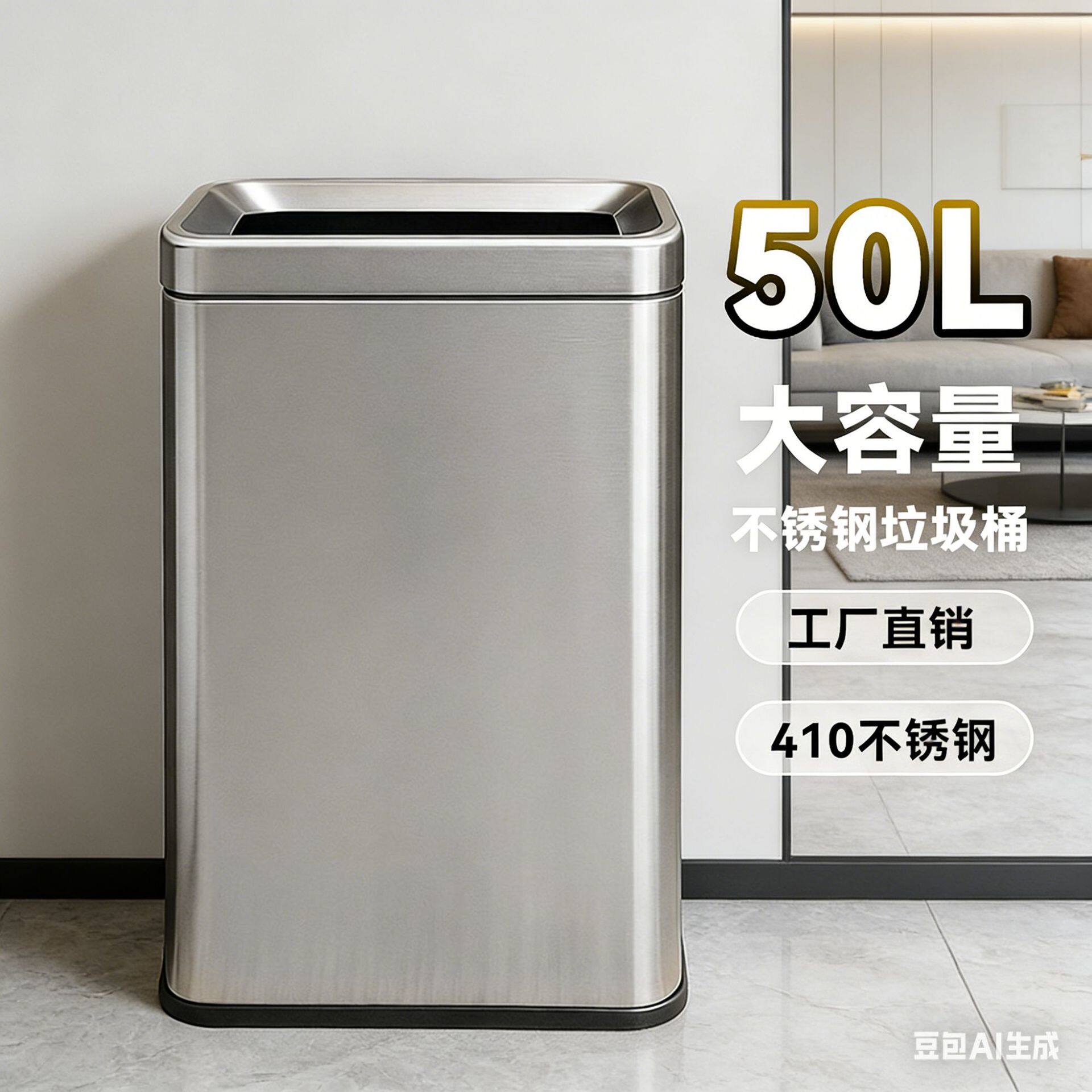 商用不锈钢直投垃圾桶洗手间擦手纸桶办公室大号摇盖收纳桶卫生桶