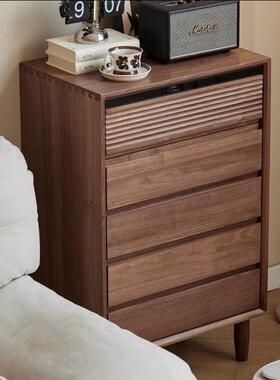 北美储黑白胡桃木五斗柜约现代橡木56017简客厅边柜樱桃木卧室物