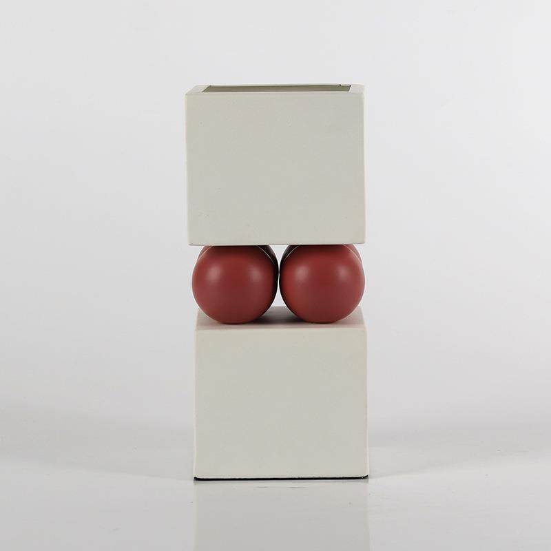 现代家居摆客厅插花创UIM意件金装属艺术方形花间器样板餐桌花瓶