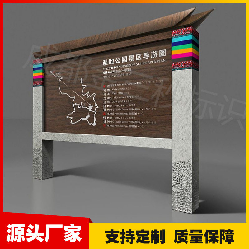 户外景区不锈钢仿木纹导向牌定制