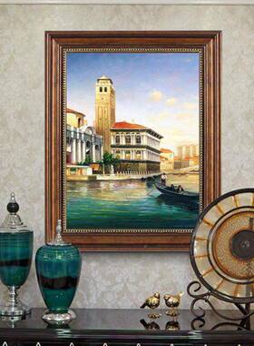 美式厅玄关FEQ饰画客餐厅挂画竖走廊过道壁画式复古建欧筑风景装