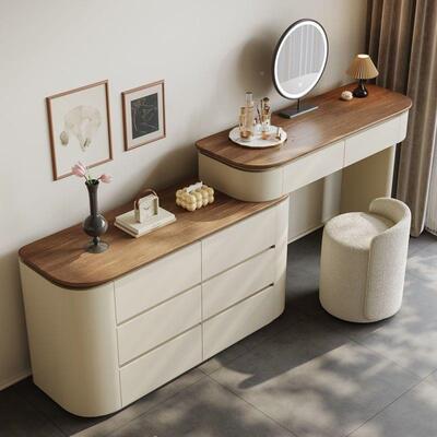 卧室木床尾柜妆台斗柜一体约实收纳化柜设YDL计师l型网红简妆桌现