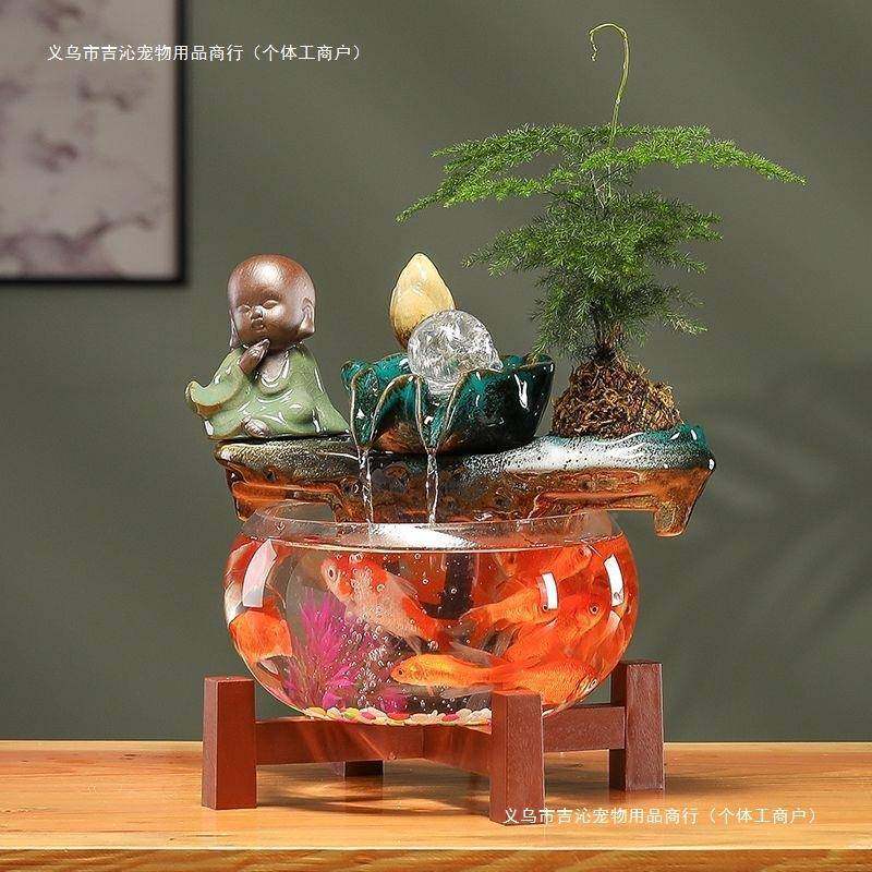 MWB用自动循环厅生财玻璃鱼缸小型客电视柜装饰家办公室摆件,鲜花速递/花卉仿真/绿植园艺,其它园艺用品,淘宝优惠券,粉丝福利购,淘宝优惠卷