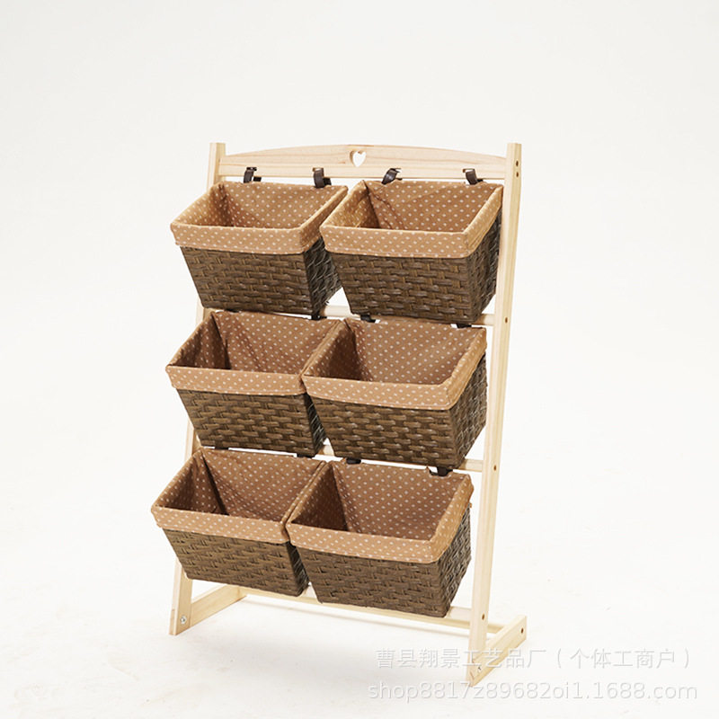 木制多层落地收纳架卧室客厅