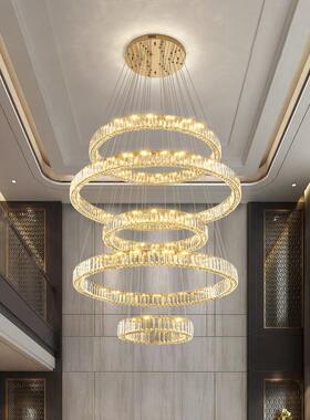 轻奢别墅14449复式大吊灯客厅灯20楼23年新灯挑空款水晶圆形楼梯