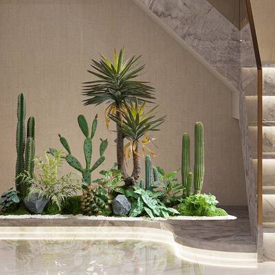 仙仿格调印象真仙人掌造观景室内景楼梯下橱窗装饰大型假人柱2365