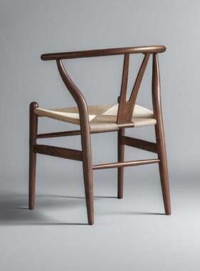 JUY木I意式极简中古风实木餐椅家扶LUY用靠背简手椅子约书桌原椅