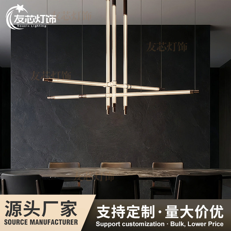 现代意式轻奢几何交叉餐厅吊灯