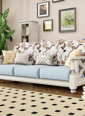 6型R美式白色沙发实美木布艺复古小乡村户客小厅家具三CFL人位123