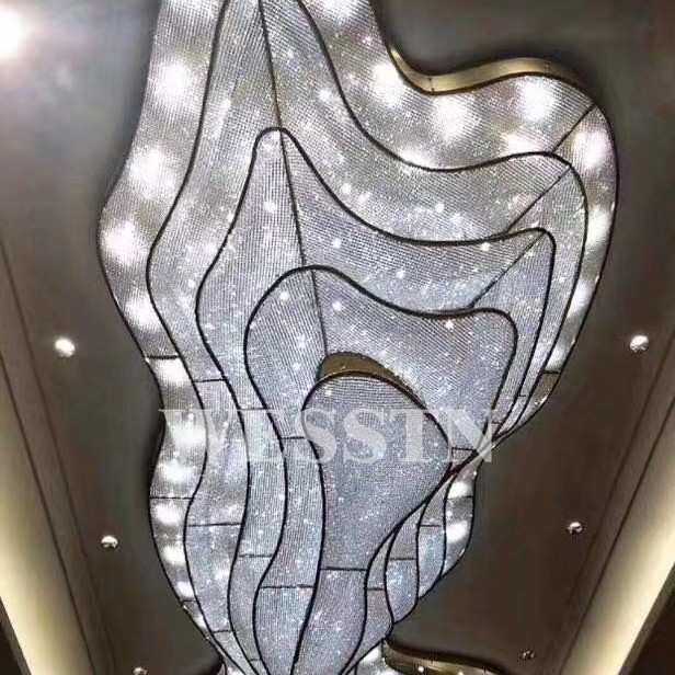 客厅过道餐厅灯创意金色复式楼梯灯现代奢华简约灯具欧式水晶吊灯