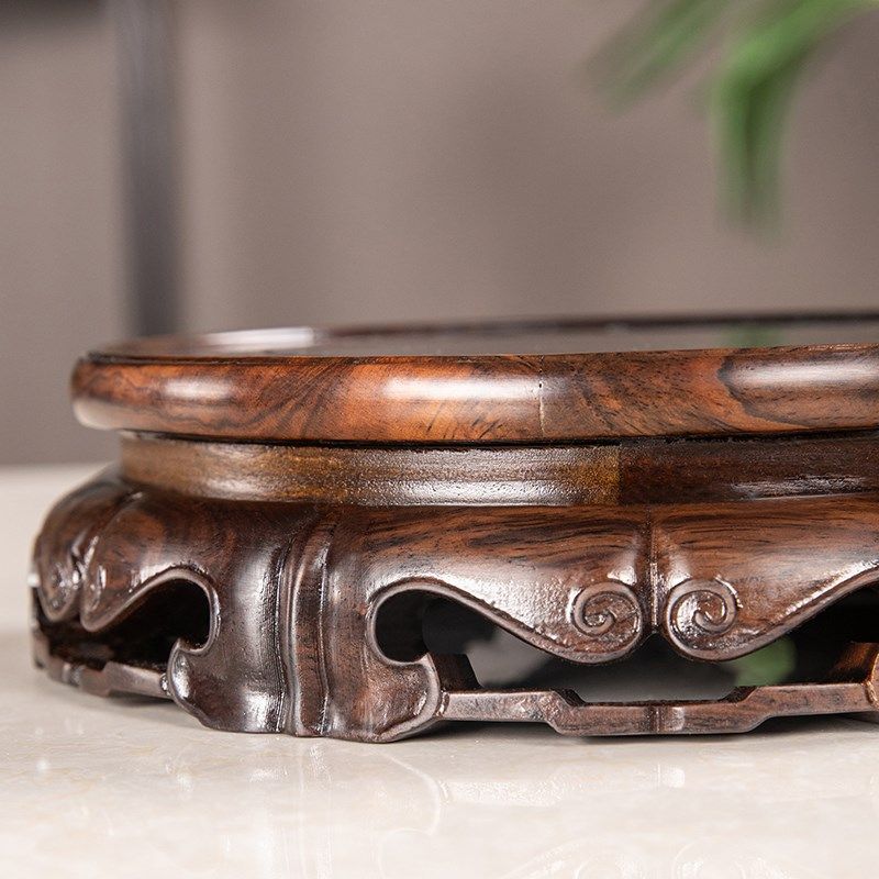 实木圆形鱼缸酒坛茶壶香炉花瓶花盆景佛像工艺品奇石摆件底座托架,家居饰品,木雕,淘宝优惠券,粉丝福利购,淘宝优惠卷