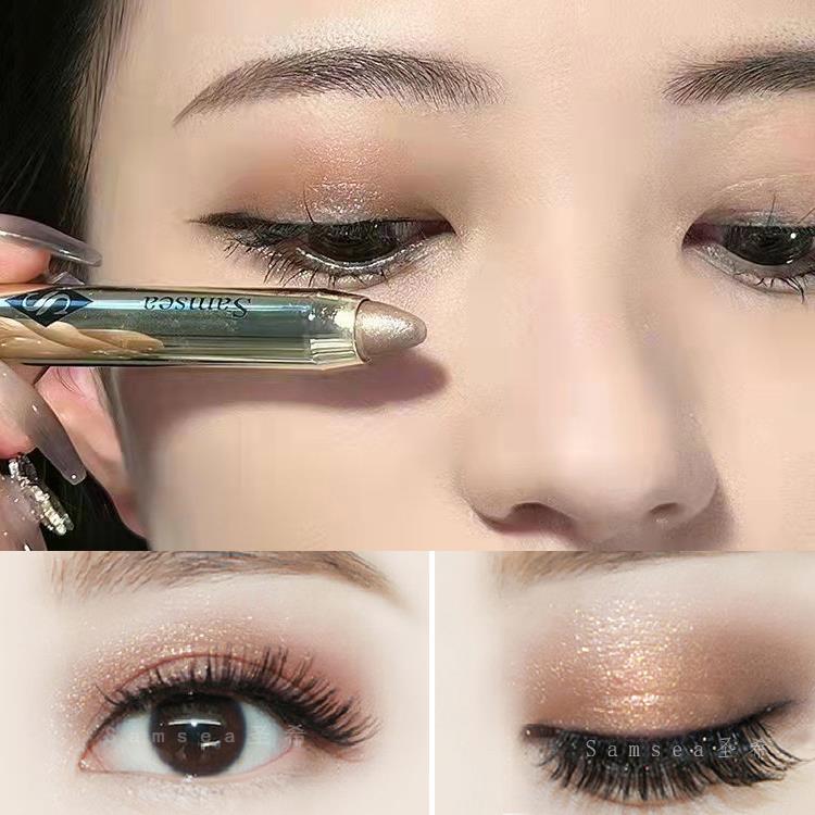 正品】圣希眼影笔棒卧蚕立体提亮珠光高光单色懒人奶茶色女细闪高