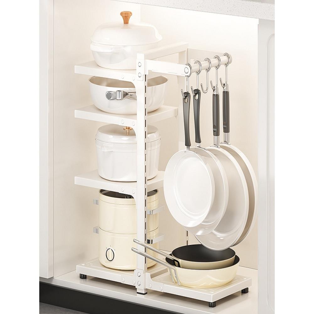 不锈钢锅架厨房置物架多功能下水槽橱柜内分层架子多层锅具收纳架