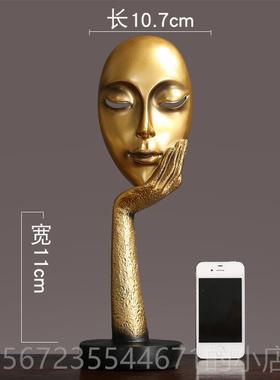 高档抽家象艺术人脸面具轻公奢现代简约摆创意居装饰品办室工艺摆