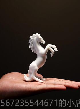 高档意陶设瓷白马摆件立马有水钱招创财风微景观配件生肖马到成功