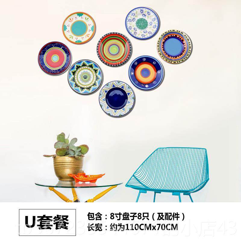 高档个性手绘陶瓷装盘墙面挂盘子摆欧客美厅餐厅彩绘创意饰沙发件图片