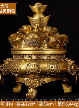 高档铜宝聚盆礼摆件古中式家居客厅玄关店覆铺收银柜台装饰工艺开