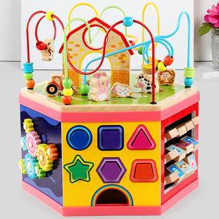 多功童能655儿八面绕珠百宝箱号婴幼儿益智大早教串珠女孩木男制