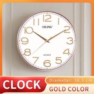轻奢钟直径35m时挂尚靓丽香槟c金约色家用时尚 1时 静音时钟简3511